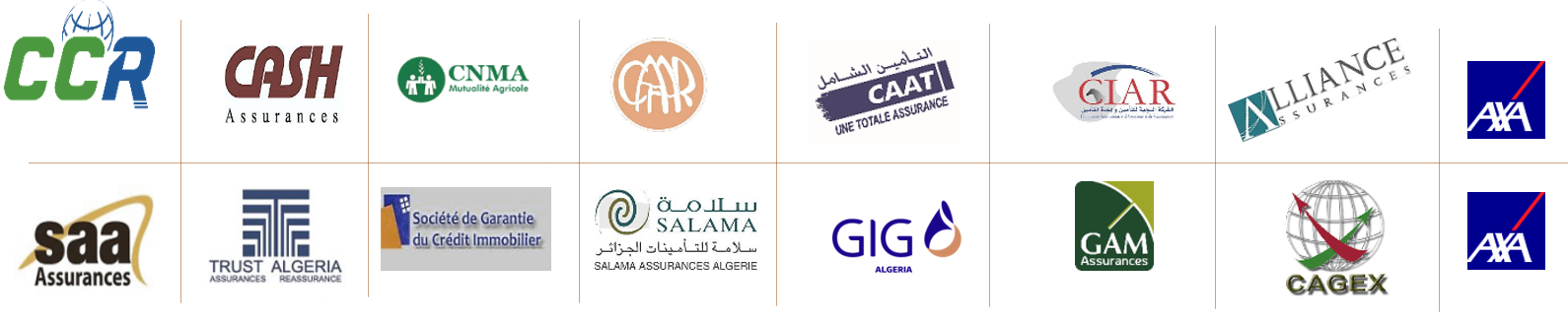 Mosaïque historique des actionnaires EHEA : CCR, CASH, CNMA, CAAR, CAAT, CIAR, Alliance Assurances, AXA, SAA, TRUST, SGCI, SALAMA, GIG, GAM, CAGEX